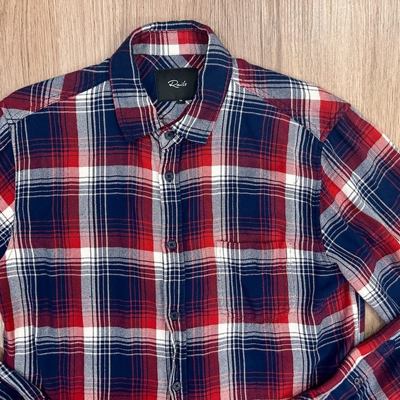 Rails Plaid Lennox Button Up Shirt Top M Navy Red - Picture 2 of 9